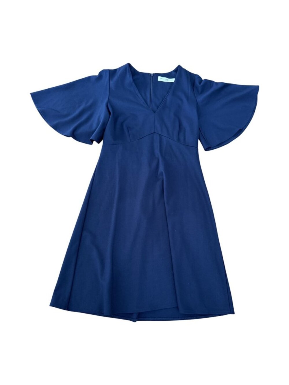 Amanda Uprichard Mini Dress Womens Navy Blue V Neck Flutter Sleeve USA Medium
